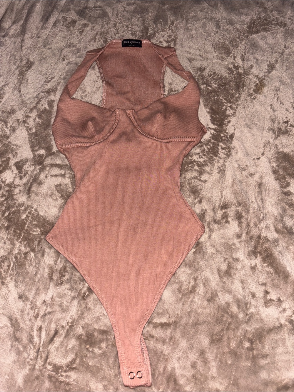 Naked Wardrobe Ribbed Mauve Tank One-Piece Bodysuit🩰